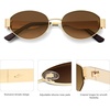 image:imageSOJOS Retro Oval Sunglasses for Women Trendy Classic Shades UV400 Protection SJ1256Shiny GoldGradient Brown