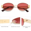 image:imageSOJOS Retro Oval Sunglasses for Women Trendy Classic Shades UV400 Protection SJ1256Shiny GoldGradient Pink