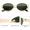image:imageSOJOS Retro Oval Sunglasses for Women Trendy Classic Shades UV400 Protection SJ1256Shiny GoldGreen Lens