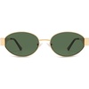 image:imageSOJOS Retro Oval Sunglasses for Women Trendy Classic Shades UV400 Protection SJ1256Shiny GoldGreen Lens
