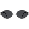 image:imageSOJOS Retro Oval Sunglasses for Women Trendy Classic Shades UV400 Protection SJ1256Shiny SilverGrey Lens