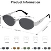 image:imageSOJOS Retro Oval Sunglasses for Women Trendy Classic Shades UV400 Protection SJ1256Shiny SilverGrey Lens