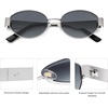 image:imageSOJOS Retro Oval Sunglasses for Women Trendy Classic Shades UV400 Protection SJ1256SilverBlue Lens