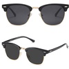 image:imageSOJOS Retro Semi Rimless Polarized Sunglasses Horn Rimmed UV400 Glasses SJ5018 Yellow Tortoise FrameGreen LensBlackGrey