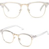 image:imageSOJOS Retro Semi Rimless Polarized Sunglasses Horn Rimmed UV400 Glasses SJ5018 Yellow Tortoise FrameGreen LensClear FrameGold Rim
