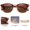 image:imageSOJOS Retro Semi Rimless Polarized Sunglasses Horn Rimmed UV400 Glasses SJ5018 Yellow Tortoise FrameGreen LensTortoise FrameBrown Lens