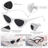 image:imageSOJOS Retro Vintage Narrow Cat Eye Sunglasses for Women Clout Goggles Plastic Frame Cardi SJ2044 with White FrameGrey Lens