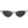 image:imageSOJOS Retro Vintage Narrow Cat Eye Sunglasses for Women Clout Goggles Plastic Frame Cardi SJ2044 with White FrameGrey Lens