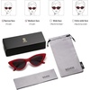 image:imageSOJOS Retro Vintage Narrow Cat Eye Sunglasses for Women Clout Goggles Plastic Frame SJ2044A RedGrey