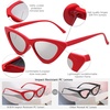image:imageSOJOS Retro Vintage Narrow Cat Eye Sunglasses for Women Clout Goggles Plastic Frame SJ2044RedSilver Mirrored