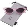 image:imageSOJOS Retro Vintage Narrow Cat Eye Sunglasses for Women Clout Goggles Plastic Frame SJ2044Transparent PinkGrey