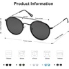 image:imageSOJOS Retro Vintage Round Polarized Sunglasses for Women Men Double Bridge Circle Sunnies SJ1104Dark BlackGrey