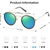 image:imageSOJOS Retro Vintage Round Polarized Sunglasses for Women Men Double Bridge Circle Sunnies SJ1104GoldBluish Green Mirrored