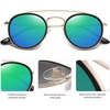 image:imageSOJOS Retro Vintage Round Polarized Sunglasses for Women Men Double Bridge Circle Sunnies SJ1104GoldBluish Green Mirrored