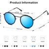 image:imageSOJOS Retro Vintage Round Polarized Sunglasses for Women Men Double Bridge Circle Sunnies SJ1104Matte BlackBlue Mirrored