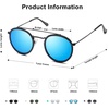 image:imageSOJOS Retro Vintage Round Polarized Sunglasses for Women Men Double Bridge Circle Sunnies SJ1104Matte BlackBlue Mirrored