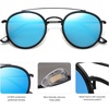 image:imageSOJOS Retro Vintage Round Polarized Sunglasses for Women Men Double Bridge Circle Sunnies SJ1104Matte BlackBlue Mirrored