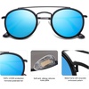 image:imageSOJOS Retro Vintage Round Polarized Sunglasses for Women Men Double Bridge Circle Sunnies SJ1104Matte BlackBlue Mirrored