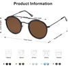 image:imageSOJOS Retro Vintage Round Polarized Sunglasses for Women Men Double Bridge Circle Sunnies SJ1104Shiny BlackBrown