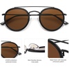 image:imageSOJOS Retro Vintage Round Polarized Sunglasses for Women Men Double Bridge Circle Sunnies SJ1104Shiny BlackBrown