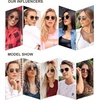 image:imageSOJOS Retro Vintage Round Polarized Sunglasses for Women Men Double Bridge Circle Sunnies SJ1104Shiny BlackBrown
