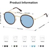 image:imageSOJOS Retro Vintage Round Polarized Sunglasses for Women Men Double Bridge Circle Sunnies SJ1104Shiny GoldBlue