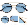 image:imageSOJOS Retro Vintage Round Polarized Sunglasses for Women Men Double Bridge Circle Sunnies SJ1104Shiny GoldBlue