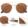 image:imageSOJOS Retro Vintage Round Polarized Sunglasses for Women Men Double Bridge Circle Sunnies SJ1104TortoiseBrown