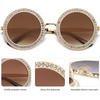 image:imageSOJOS Shining Oversized Round Rhinestone Sunglasses Festival Gem Sunnies SJ1095C02 Gold FrameGradient Brown Lens With Crystal Diamonds