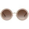 image:imageSOJOS Shining Oversized Round Rhinestone Sunglasses Festival Gem Sunnies SJ1095C02 Gold FrameGradient Brown Lens With Crystal Diamonds