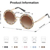 image:imageSOJOS Shining Oversized Round Rhinestone Sunglasses Festival Gem Sunnies SJ1095C05 Gold FrameGradient Brown Lens With Colored Diamonds