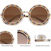 image:imageSOJOS Shining Oversized Round Rhinestone Sunglasses Festival Gem Sunnies SJ1095C05 Gold FrameGradient Brown Lens With Colored Diamonds