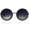 image:imageSOJOS Shining Oversized Round Rhinestone Sunglasses Festival Gem Sunnies SJ1095C1 Black FrameGradient Grey Lens With Black Diamonds