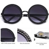 image:imageSOJOS Shining Oversized Round Rhinestone Sunglasses Festival Gem Sunnies SJ1095C1 Black FrameGradient Grey Lens With Black Diamonds