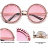 image:imageSOJOS Shining Oversized Round Rhinestone Sunglasses Festival Gem Sunnies SJ1095C3 Gold FrameGradient Pink Lens With Pink Diamonds
