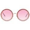 image:imageSOJOS Shining Oversized Round Rhinestone Sunglasses Festival Gem Sunnies SJ1095C3 Gold FrameGradient Pink Lens With Pink Diamonds