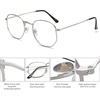 image:imageSOJOS Small Blue Light Blocking Glasses Hexagonal Eyeglasses Frame Anti Blue Ray Glasses One and Only SJ5036C2 Silver Frame