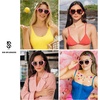 image:imageSOJOS Sunglasses Womens Heart Shaped Sunglasses Vintage Retro Glasses with Chain SJ2252 Fuchsia Pink FrameGrey Lens
