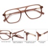 image:imageSOJOS Trendy Aviator Blue Light Blocking Glasses for Women Men Retro Rectangle Computer Frame Eyewear SJ5435Brown