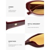 image:imageSOJOS Trendy Cat Eye Polarized Sunglasses for Women Fashion Cateye Chic Narrow Y2K Sun Glasses SJ2694BurgundyLight Yellow