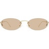 image:imageSOJOS Trendy Oval Rimless Sunglasses for Women Retro Y2k Sunnies with Rhinestones SJ1227 GoldLight Brown