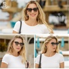 image:imageSOJOS Trendy Oversized Cat Eye Polarized Sunglasses Womens Large Square Cateye Sun Glasses SJ2303 with Green Tortoise FrameBrown Grading Lens