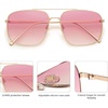 image:imageSOJOS Trendy Square Aviator Sunglasses for Women Men Gold Frame Light Tint Gradient Shades SJ1176GoldGradient Pink