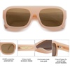 image:imageSOJOS Trendy Square Aviator Sunglasses for Womens Mens Polarized Flat Top Designer Inspired UV400 Sun Glasses SJ2281Brown