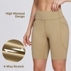 image:imagebaleaf Womens 7 Hiking Shorts High Waist Biker Shorts Lightweight Zipper Pockets Yoga Athletic Running Gym Outdoor
