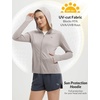 image:imagebaleaf Womens Sun Protection Jacket Hoodie Clothing Lightweight Long Sleeve Sun Cover Up ShirtHeather Khaki
