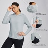 image:imagebaleaf Womens UPF 50 Sun Shirt with Hoodie SPF Long Sleeve UV Protection Clothing Hiking Fishing Outdoor LightweightGrey