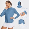 image:imagebaleaf Womens UPF 50 Sun Shirt with Hoodie SPF Long Sleeve UV Protection Clothing Hiking Fishing Outdoor LightweightHeather Blue