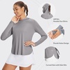 image:imagebaleaf Womens UPF 50 Sun Shirt with Hoodie SPF Long Sleeve UV Protection Clothing Hiking Fishing Outdoor LightweightHeather Light Gray