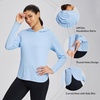 image:imagebaleaf Womens UPF 50 Sun Shirt with Hoodie SPF Long Sleeve UV Protection Clothing Hiking Fishing Outdoor LightweightLight Blue